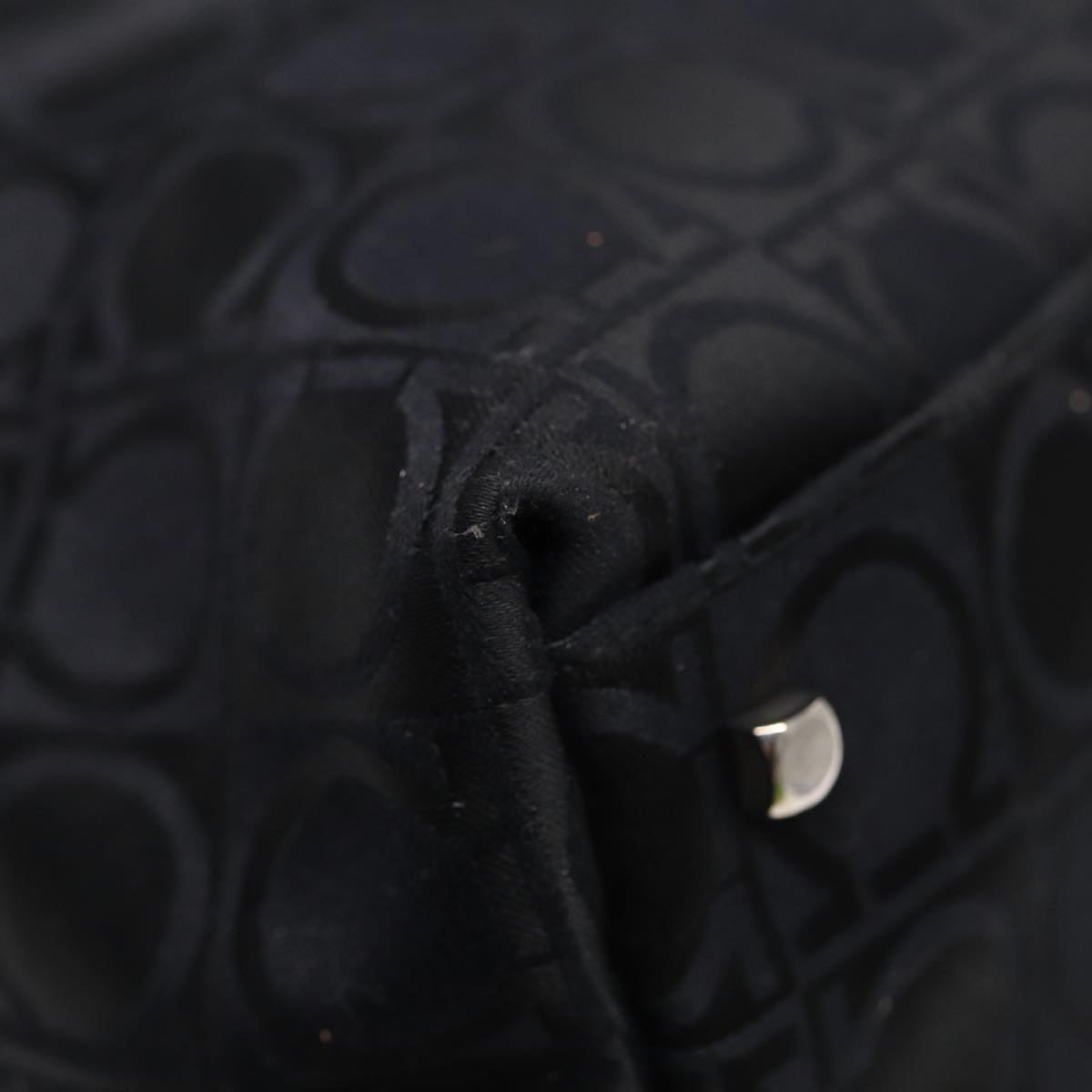 Salvatore Ferragamo Shoulder Bag Nylon Black Silver Auth bs17552