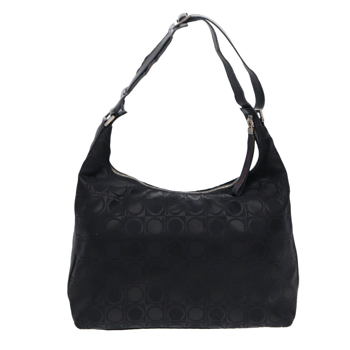 Salvatore Ferragamo Shoulder Bag Nylon Black Silver Auth bs17552