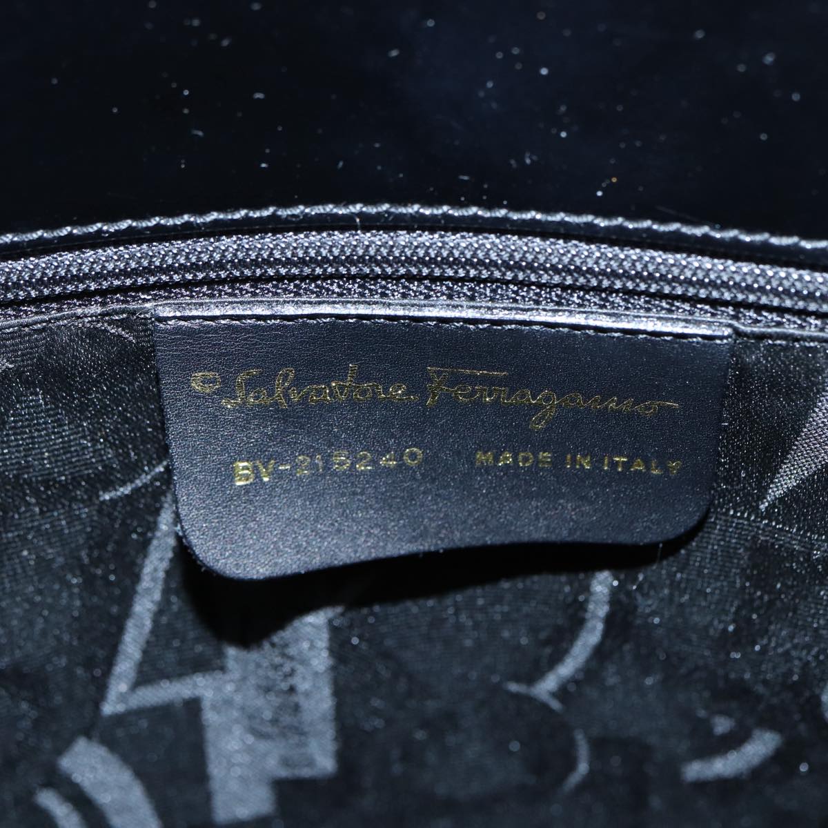 Salvatore Ferragamo Gancini Hand Bag Patent Leather 2way Black Gold Auth bs17553