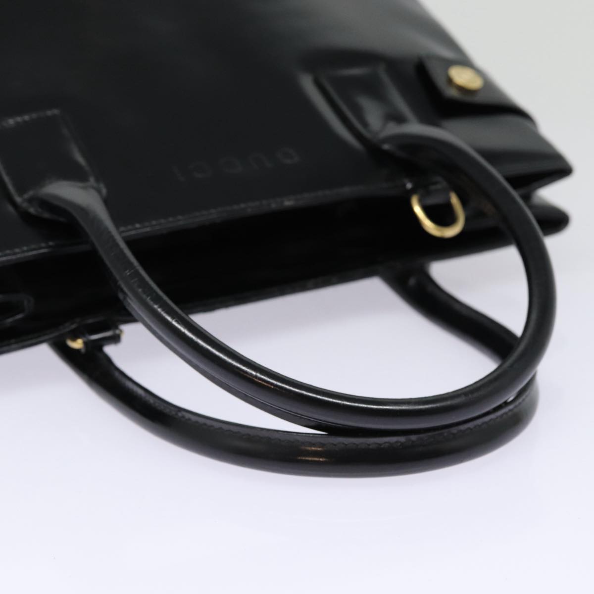 GUCCI Hand Bag Leather Black Gold 000 1118 0503 Auth bs17561