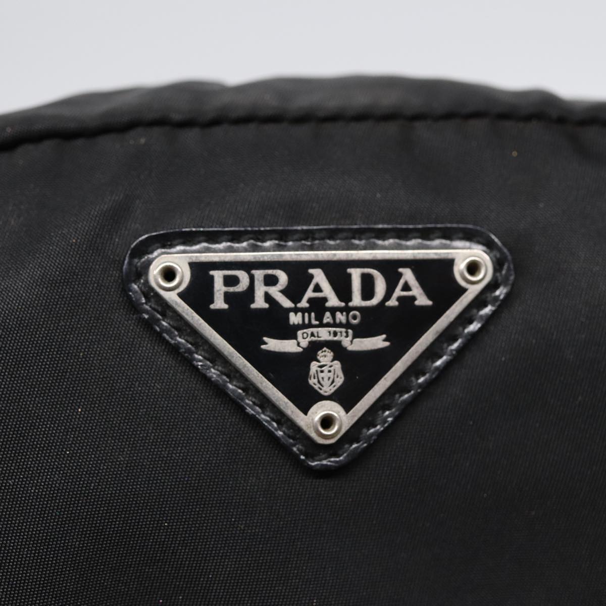 PRADA Pouch Nylon Black Silver Auth bs17569