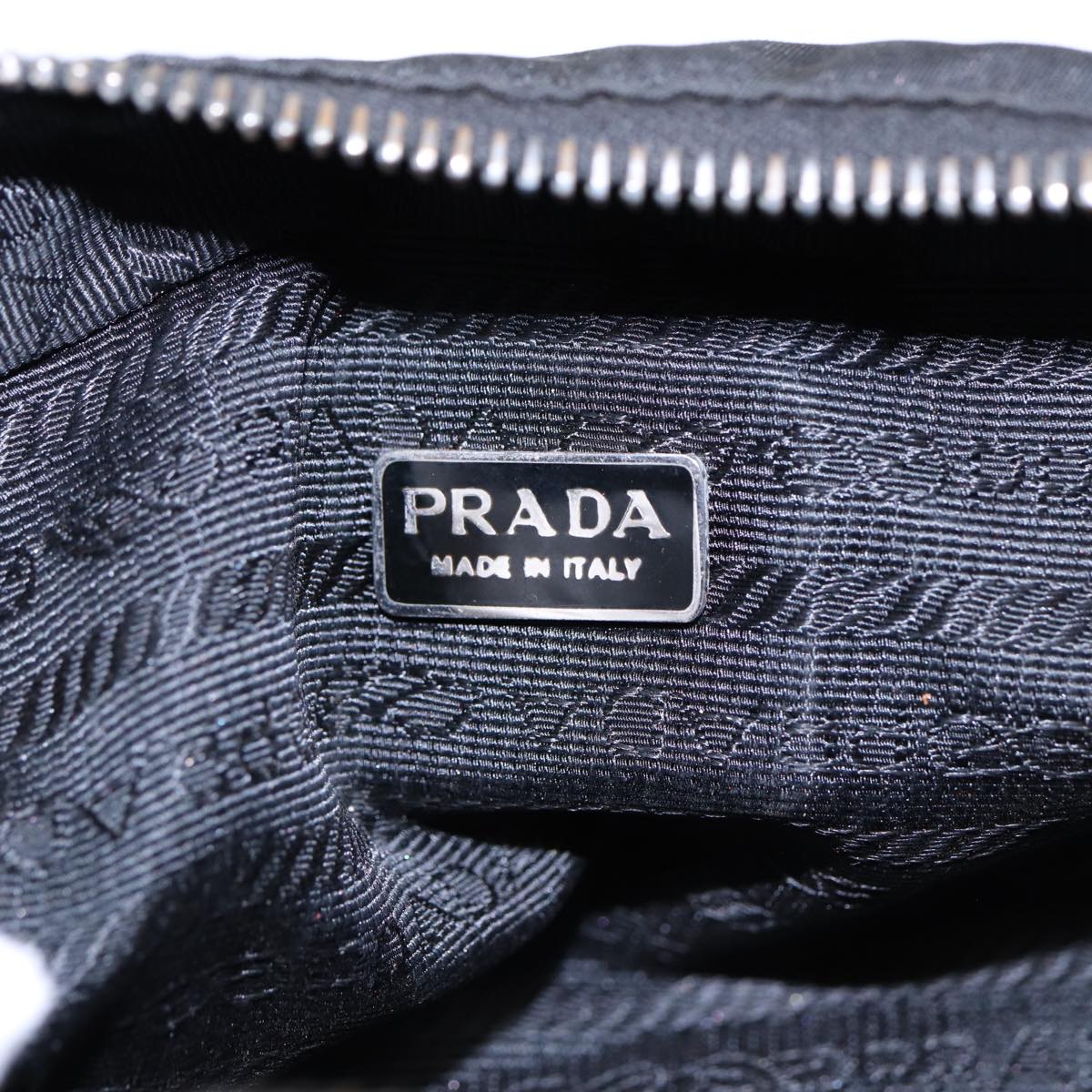 PRADA Pouch Nylon Black Silver Auth bs17569