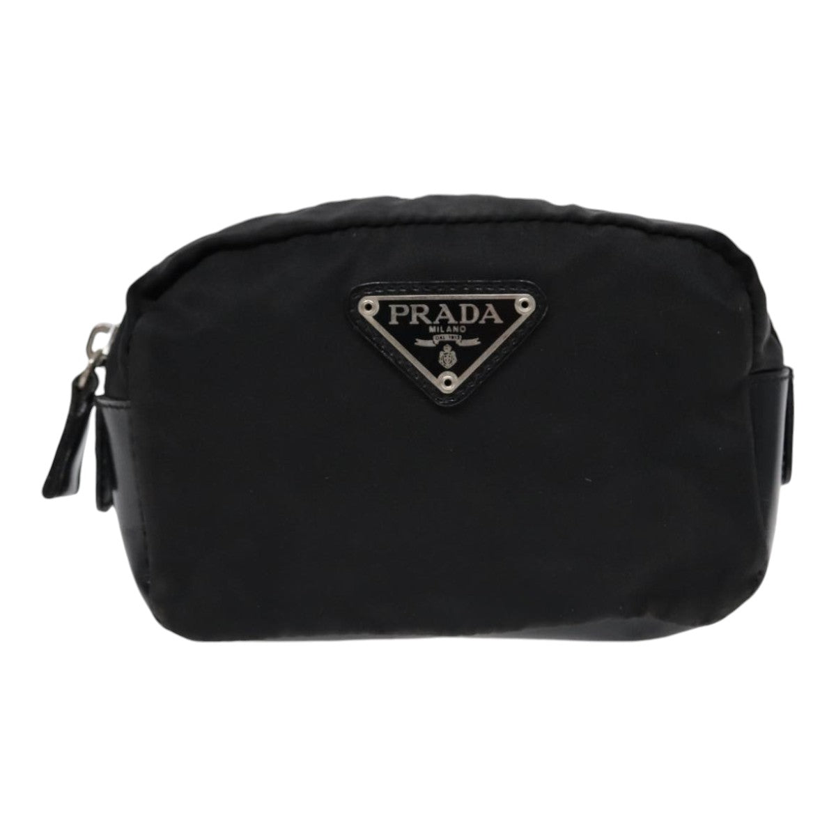 PRADA Pouch Nylon Black Silver Auth bs17569