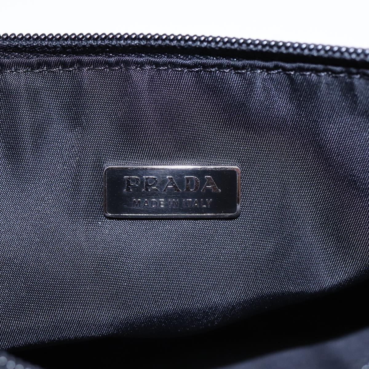 PRADA Accessory Pouch Nylon Black Silver Auth bs17570