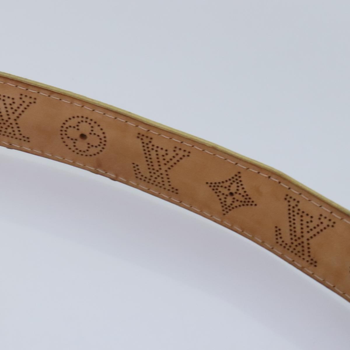 LOUIS VUITTON Monogram Mahina Ceinture Belt Leather Gold M9614W LV Auth bs17576