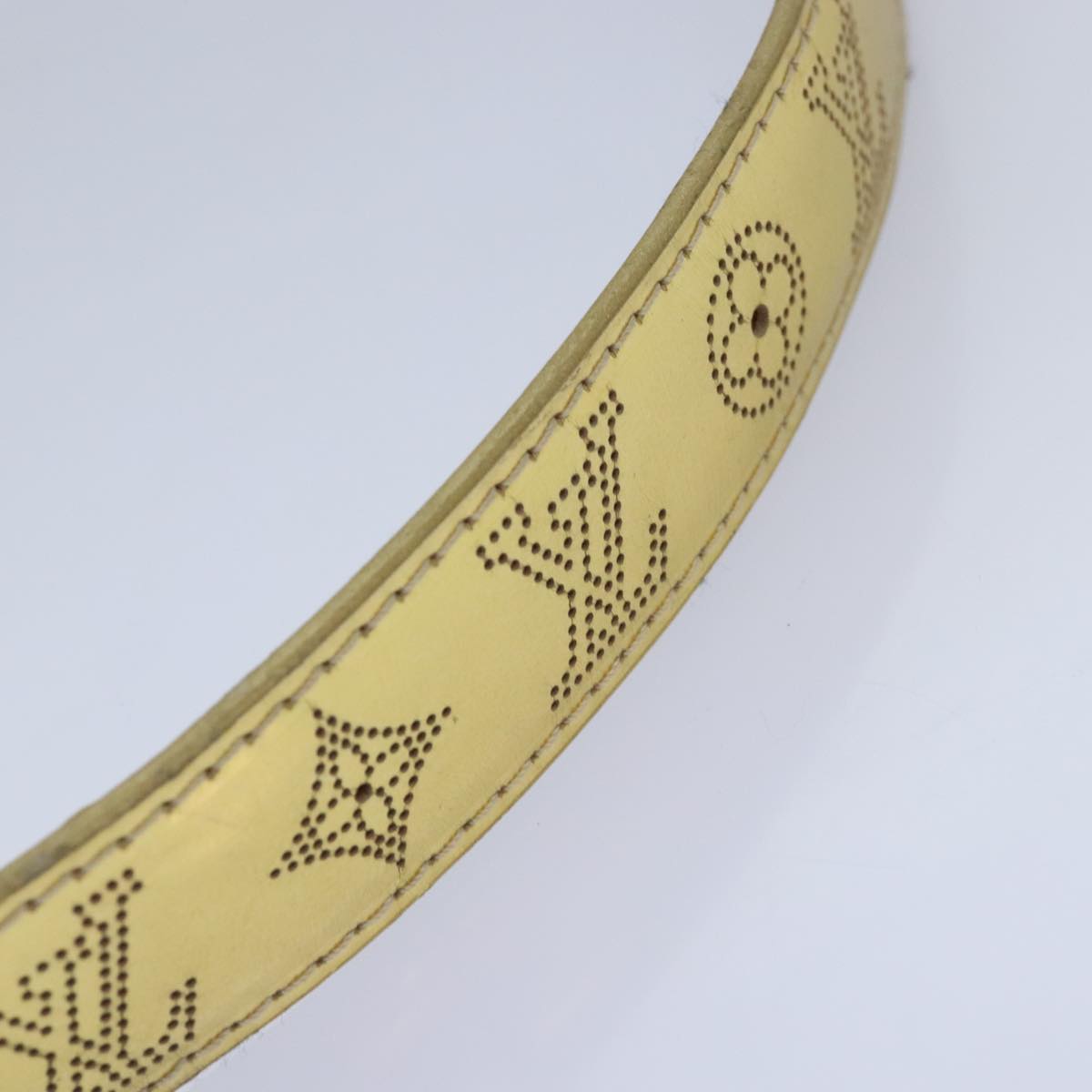 LOUIS VUITTON Monogram Mahina Ceinture Belt Leather Gold M9614W LV Auth bs17576