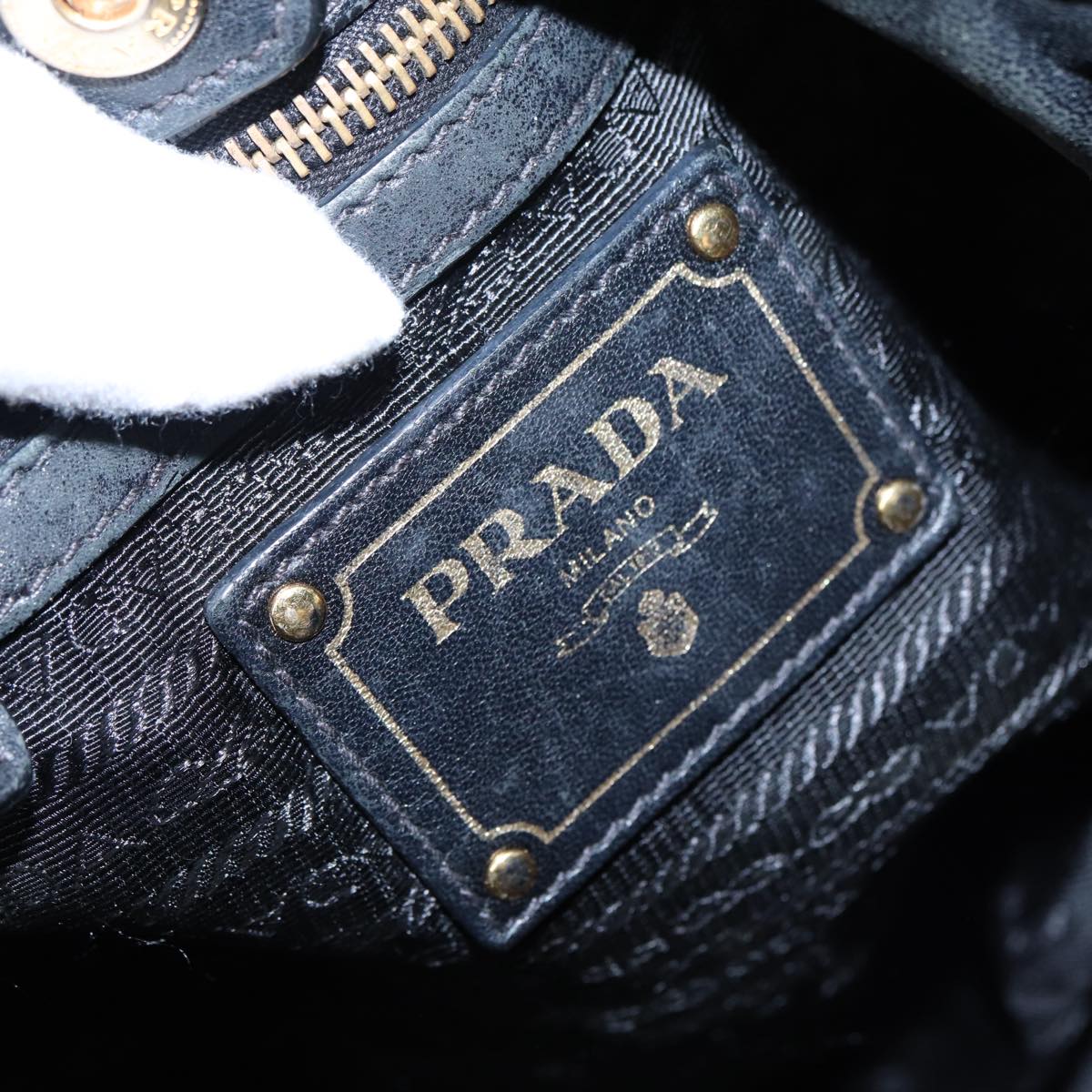 PRADA Hand Bag Nylon Black Gold Auth bs17580