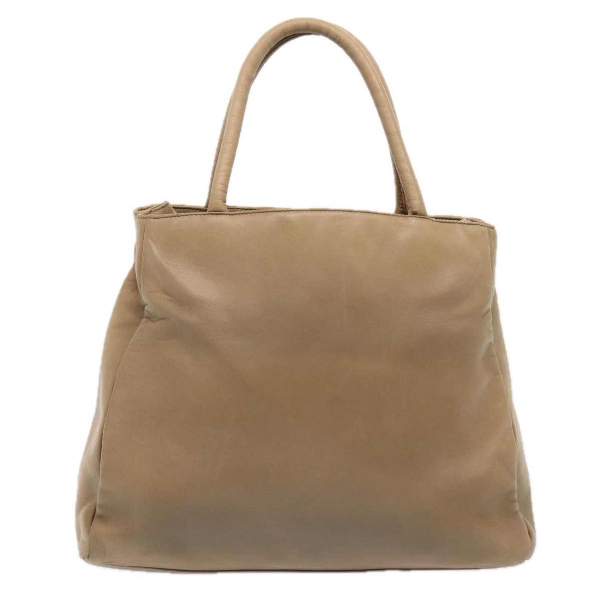 PRADA Hand Bag Leather Beige Auth bs17597