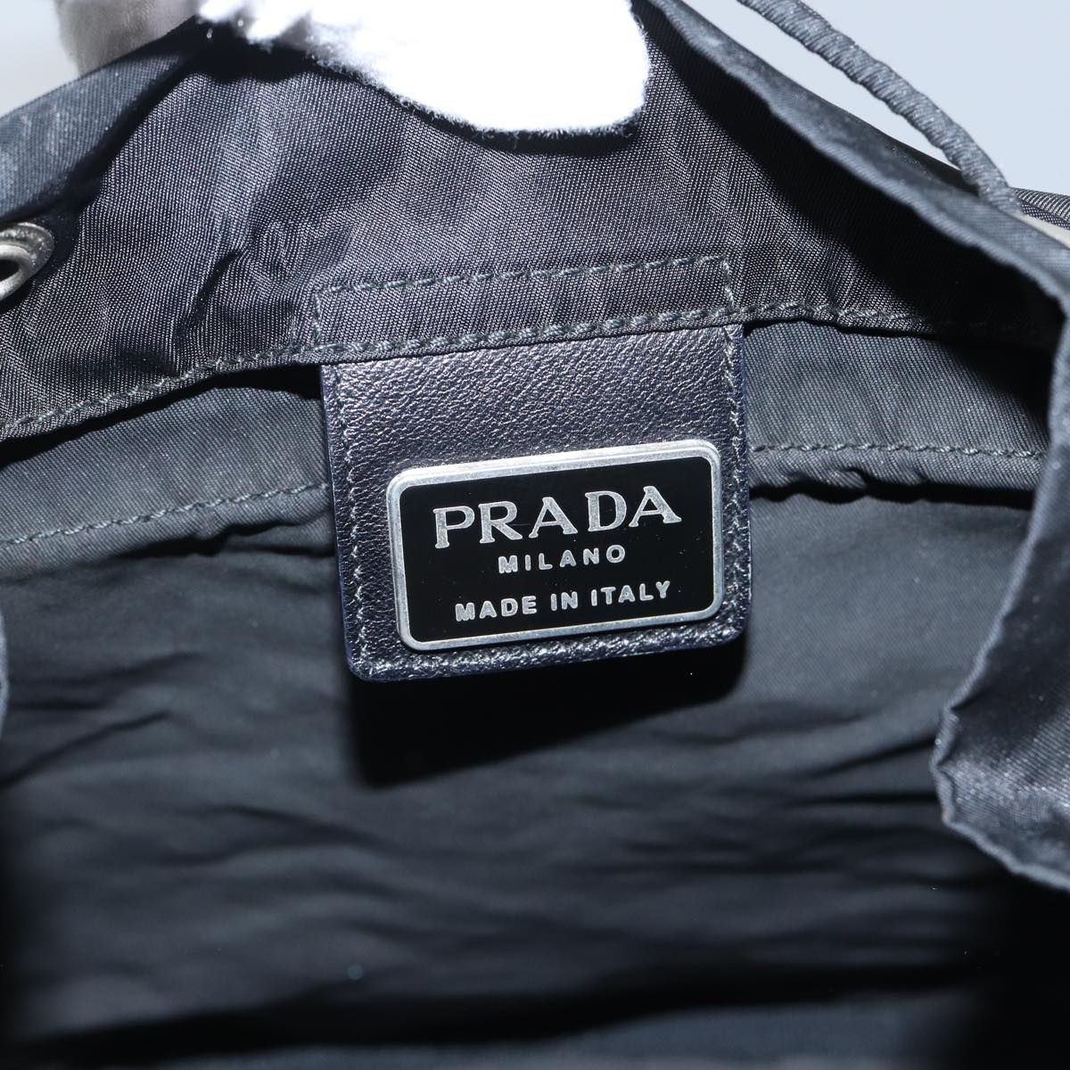 PRADA Backpack Nylon Black Silver Auth bs17598