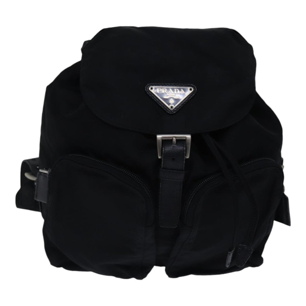 PRADA Backpack Nylon Black Silver Auth bs17598