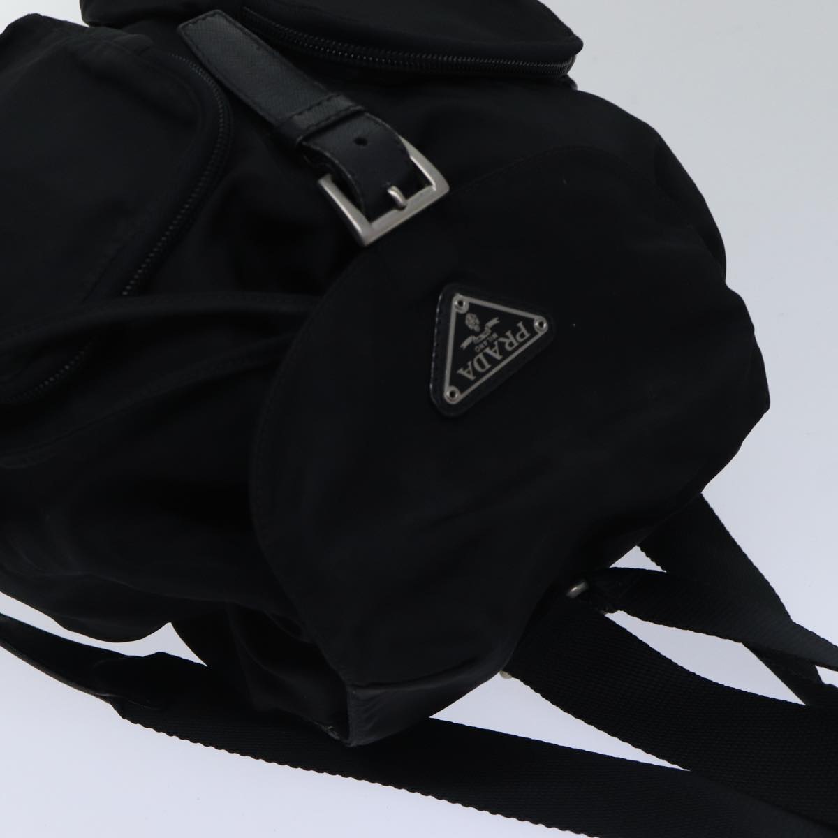 PRADA Backpack Nylon Black Silver Auth bs17598