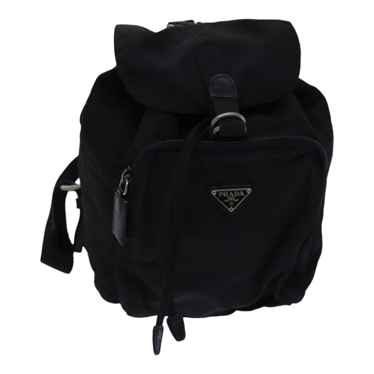 PRADA Backpack Nylon Black Silver Auth bs17599