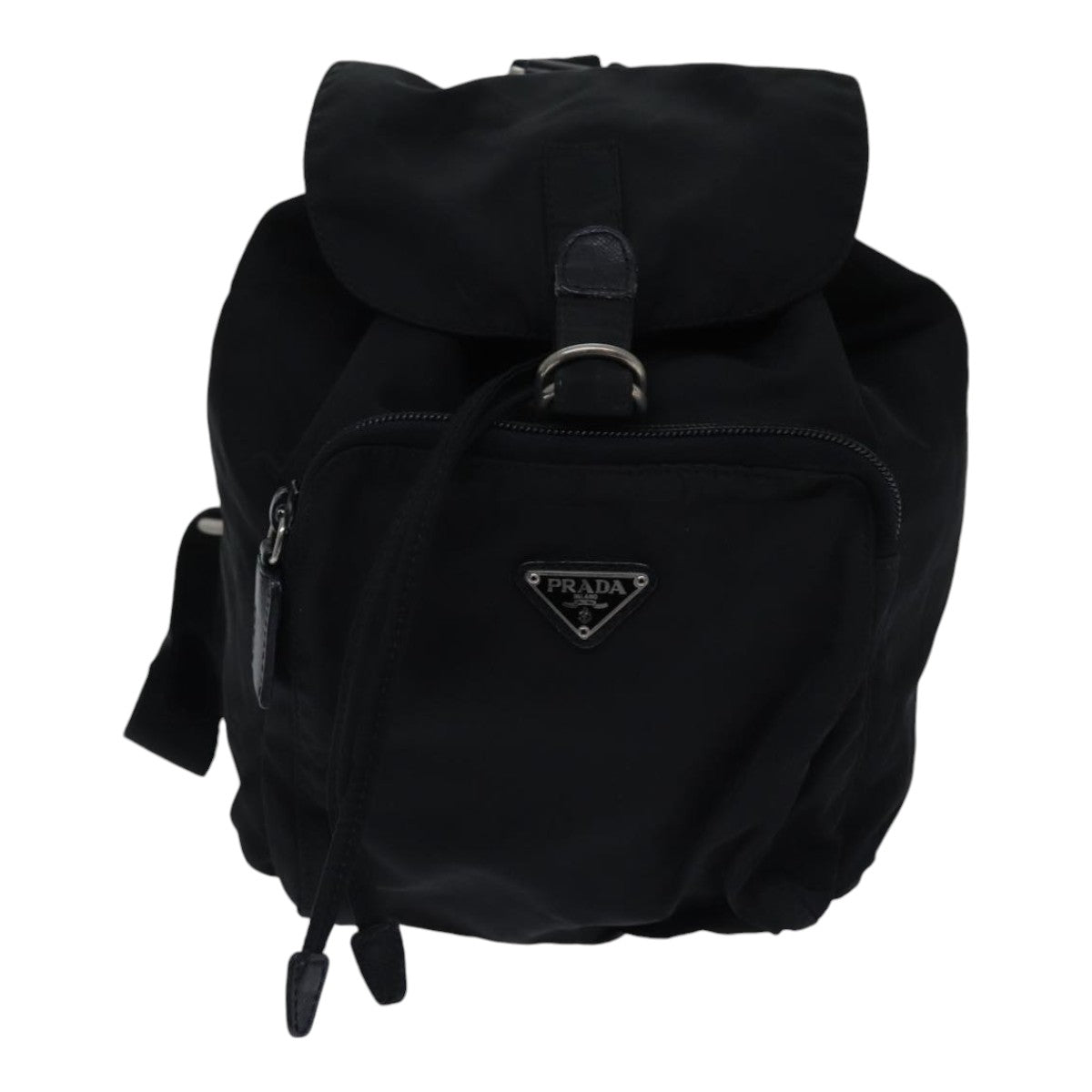 PRADA Backpack Nylon Black Silver Auth bs17599