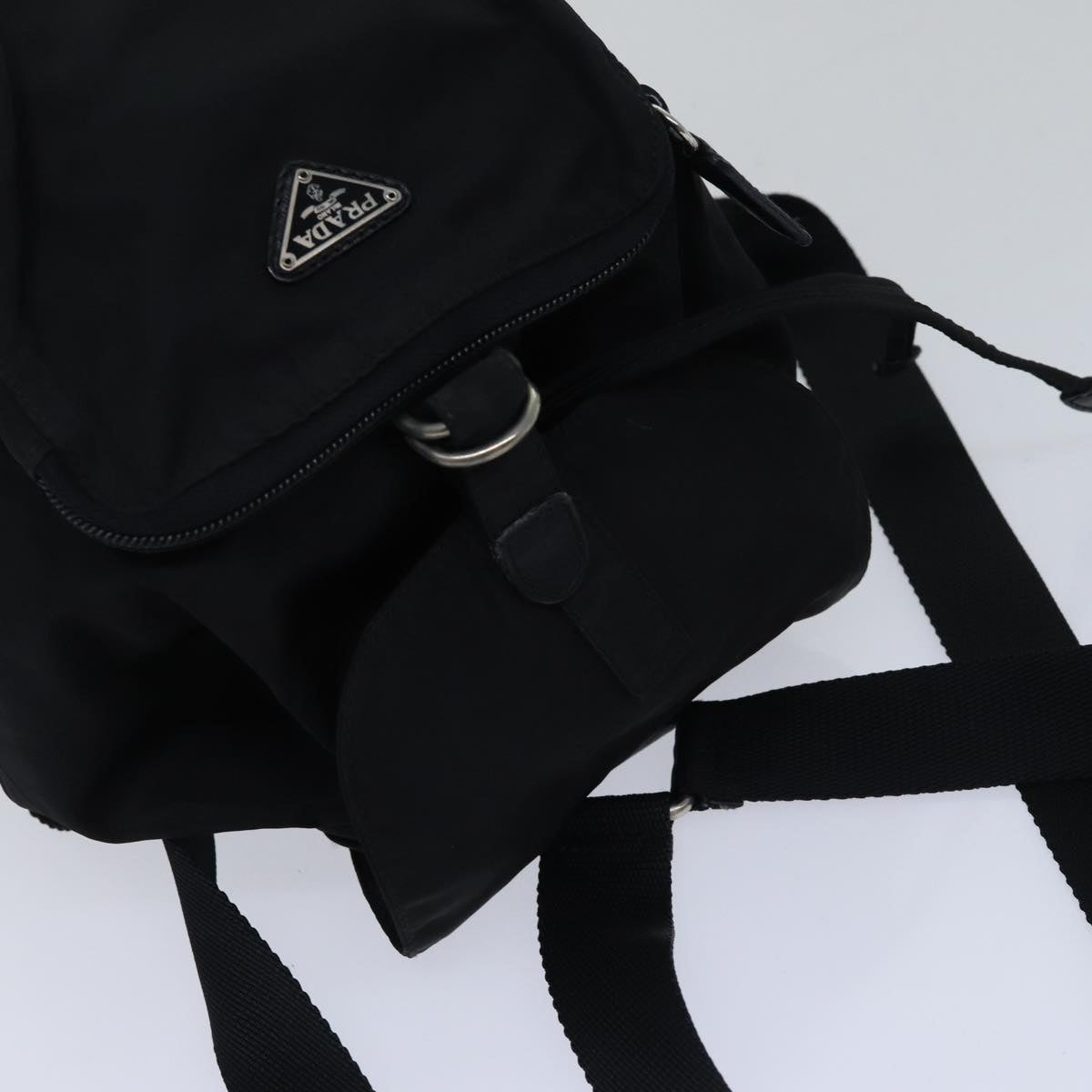 PRADA Backpack Nylon Black Silver Auth bs17599