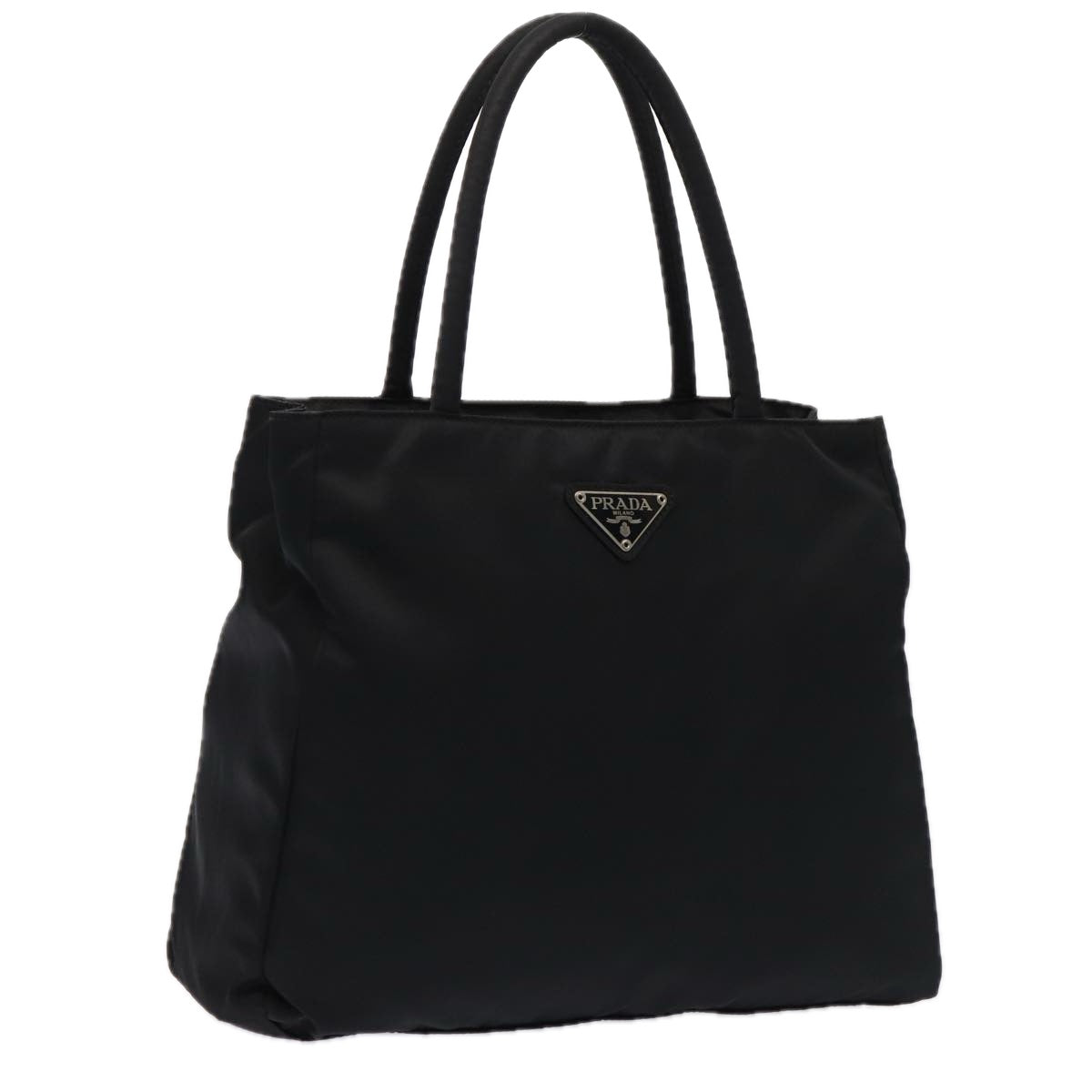 PRADA Hand Bag Nylon Black Silver Auth bs17603