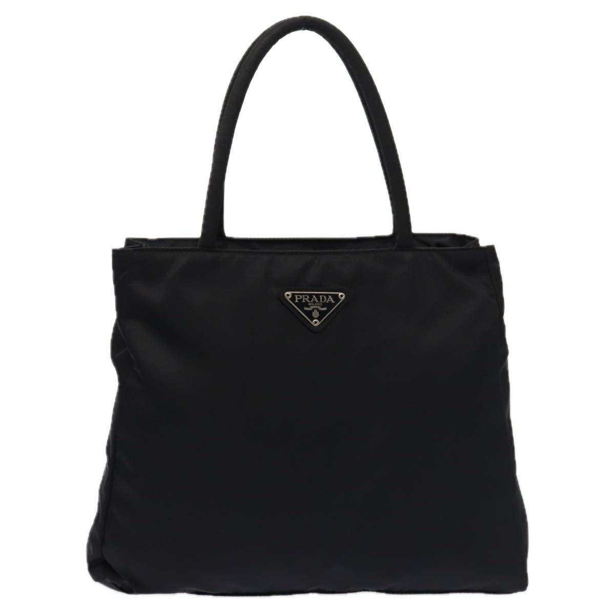 PRADA Hand Bag Nylon Black Silver Auth bs17603