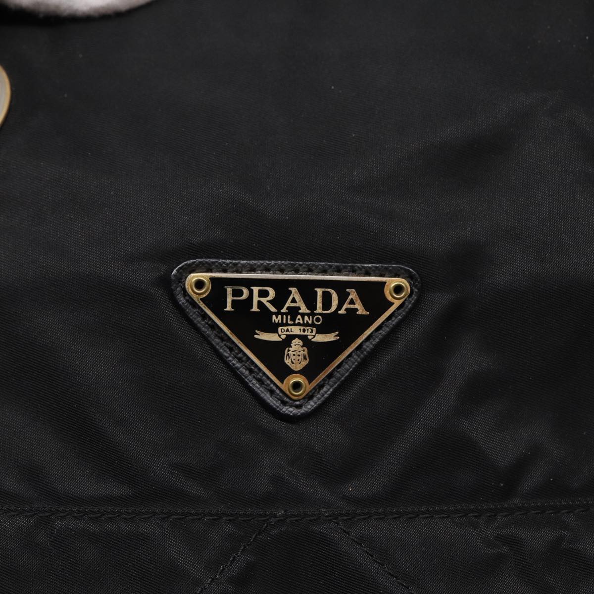 PRADA Hand Bag Nylon Black Gold Auth bs17605