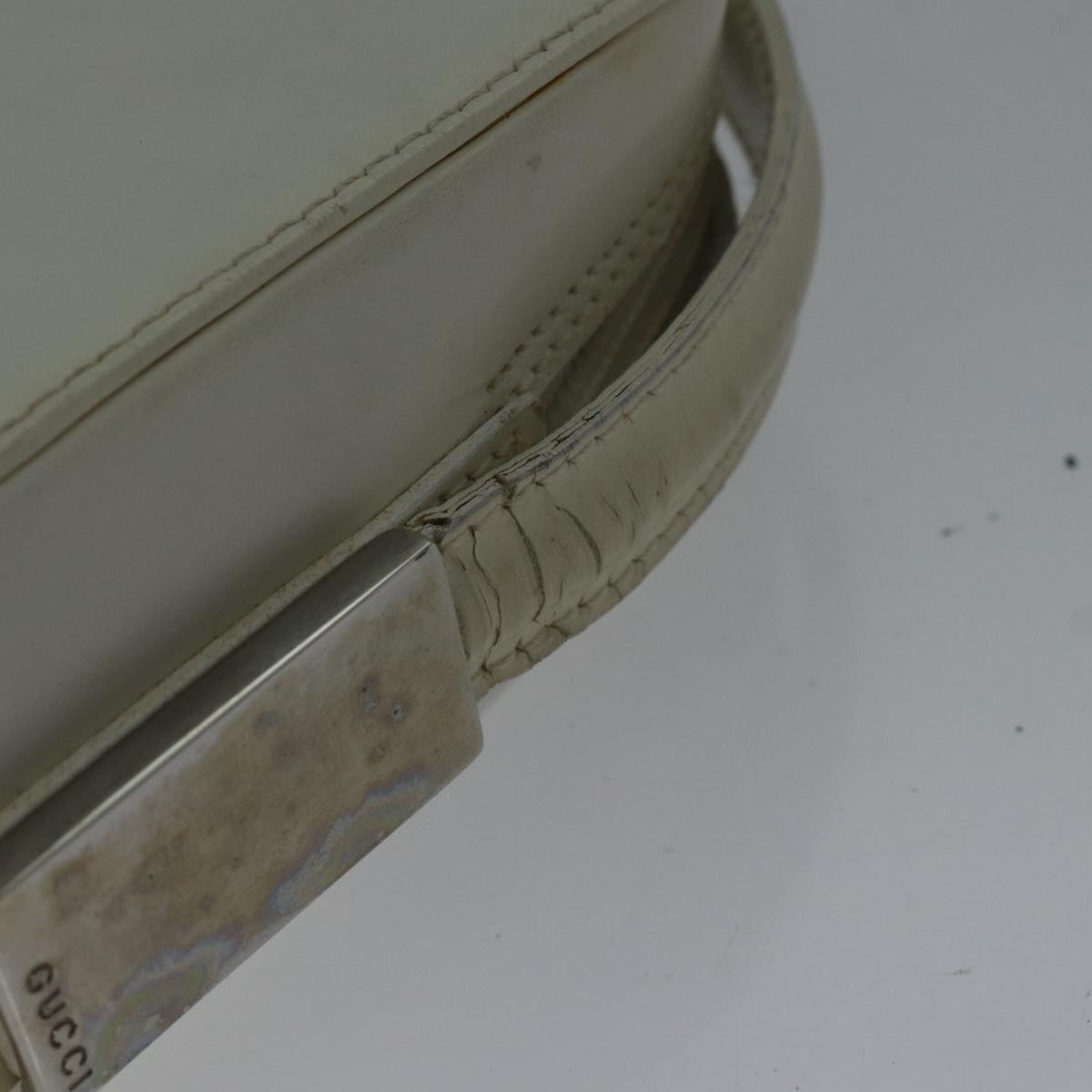 GUCCI Shoulder Bag Leather White Silver 007 1014 0274 Auth bs17611