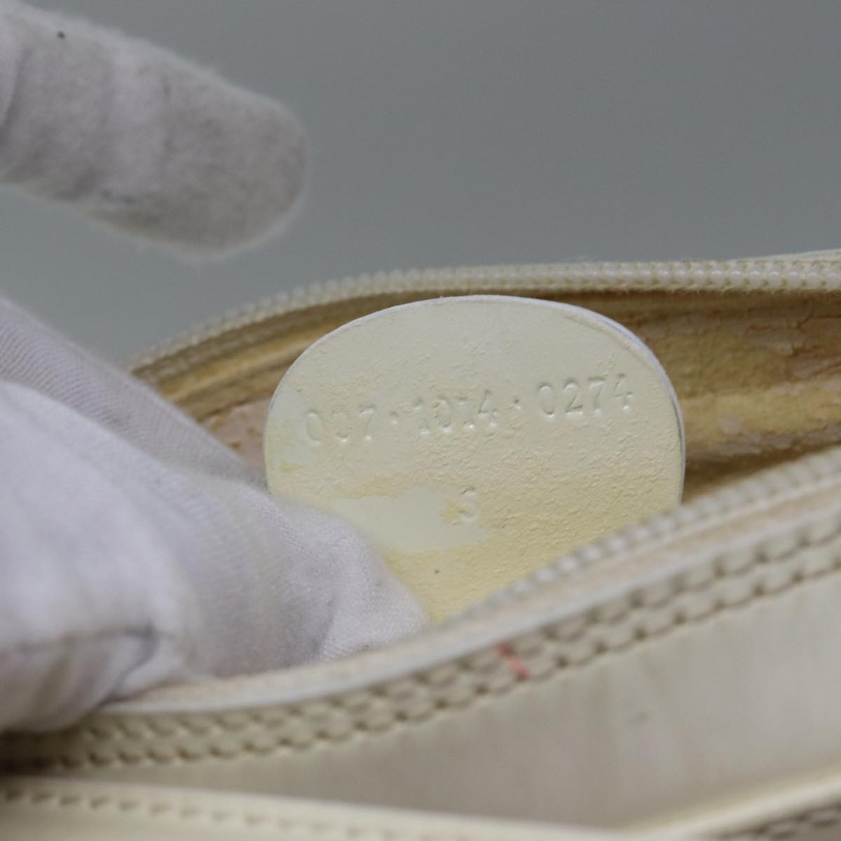 GUCCI Shoulder Bag Leather White Silver 007 1014 0274 Auth bs17611