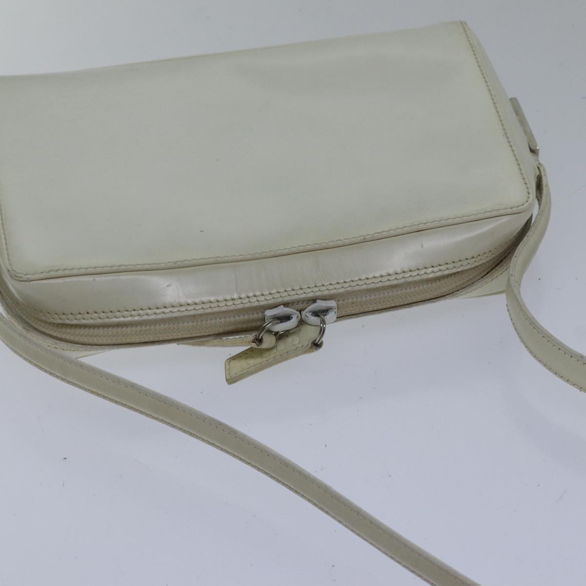 GUCCI Shoulder Bag Leather White Silver 007 1014 0274 Auth bs17611
