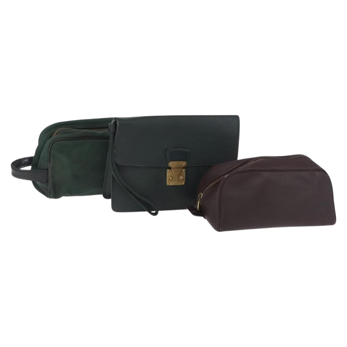 LOUIS VUITTON Taiga Clutch Bag 3Set Acajou Grizzly Epithea LV Auth bs17614