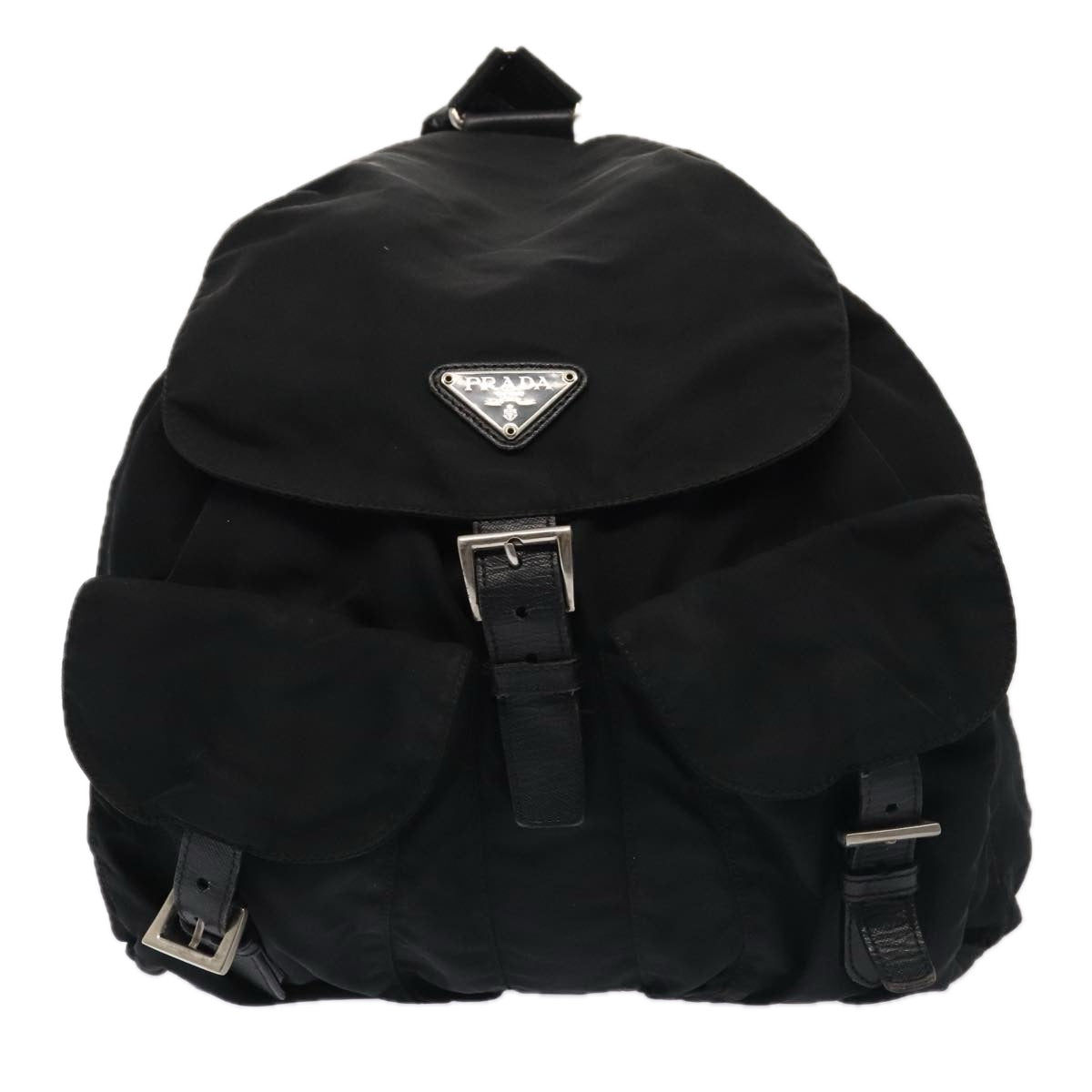 PRADA Backpack Nylon Black Silver Auth bs17650