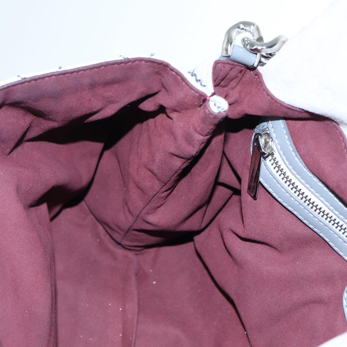 Stella MacCartney Chain Shoulder Bag polyester Gray Silver Auth bs17685