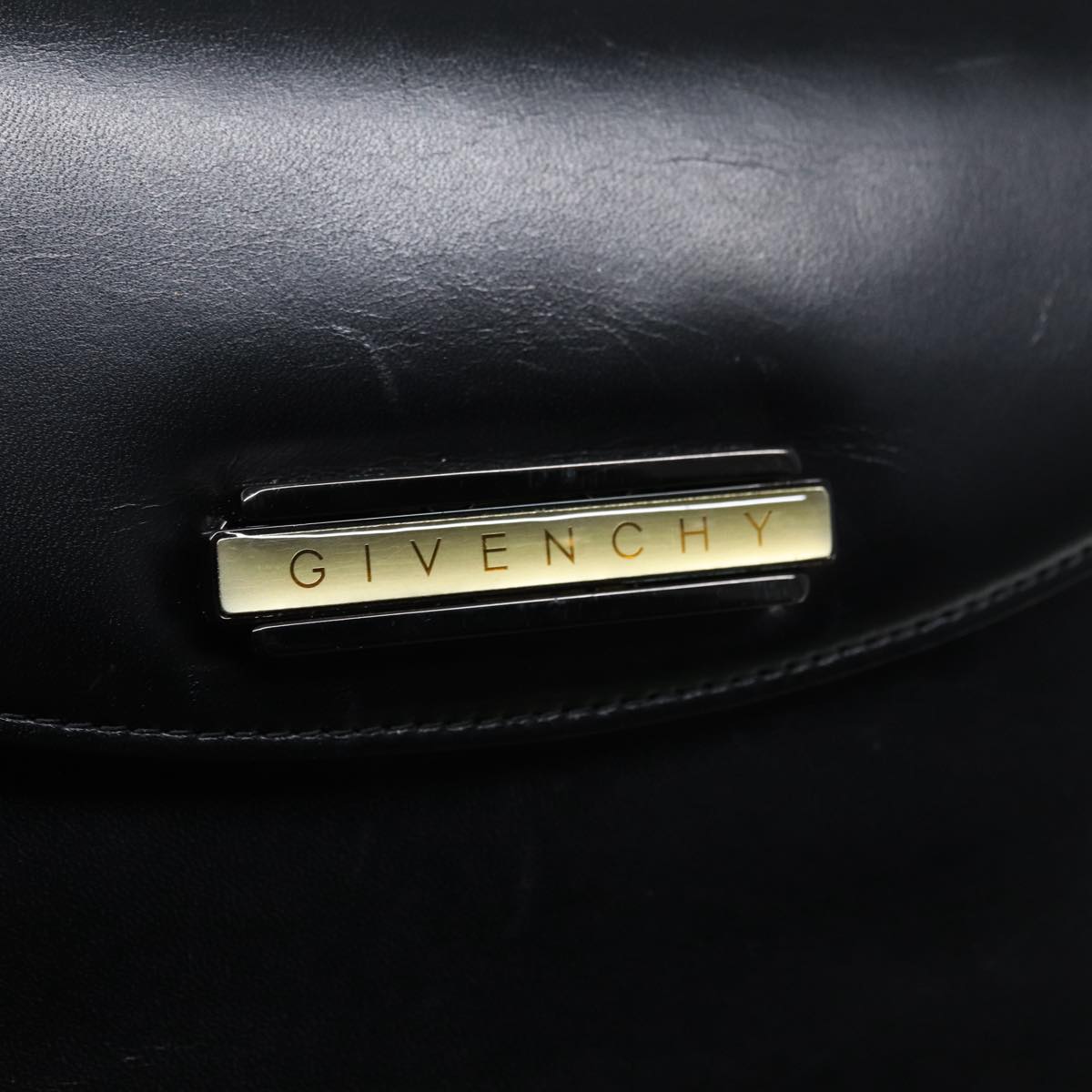 GIVENCHY Hand Bag Leather Black Silver Auth bs17693