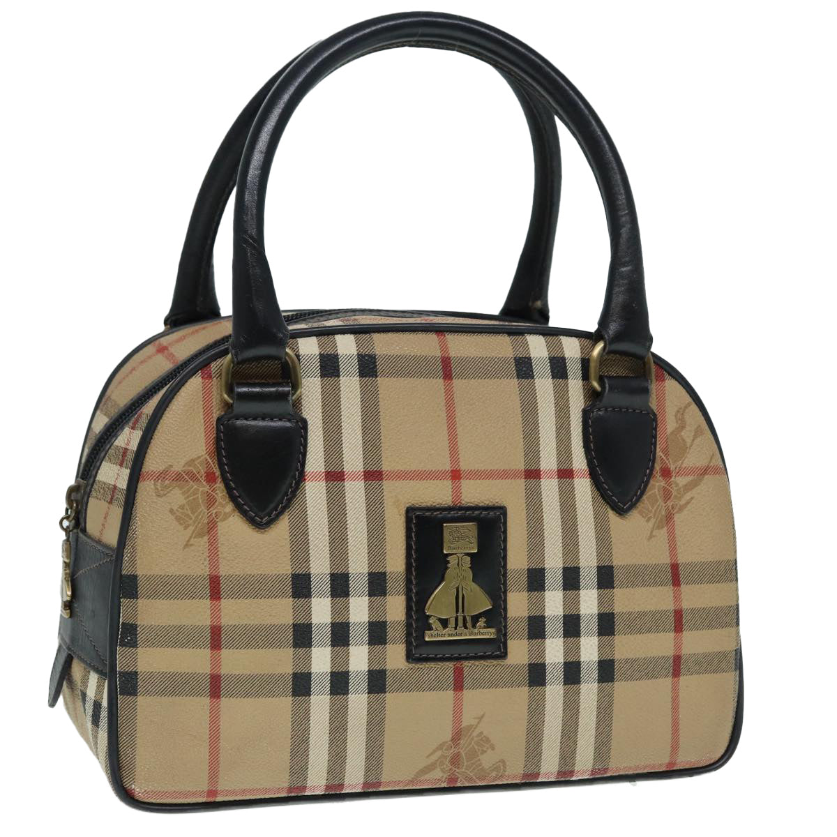 Burberrys Nova Check Hand Bag PVC Beige Auth bs17698