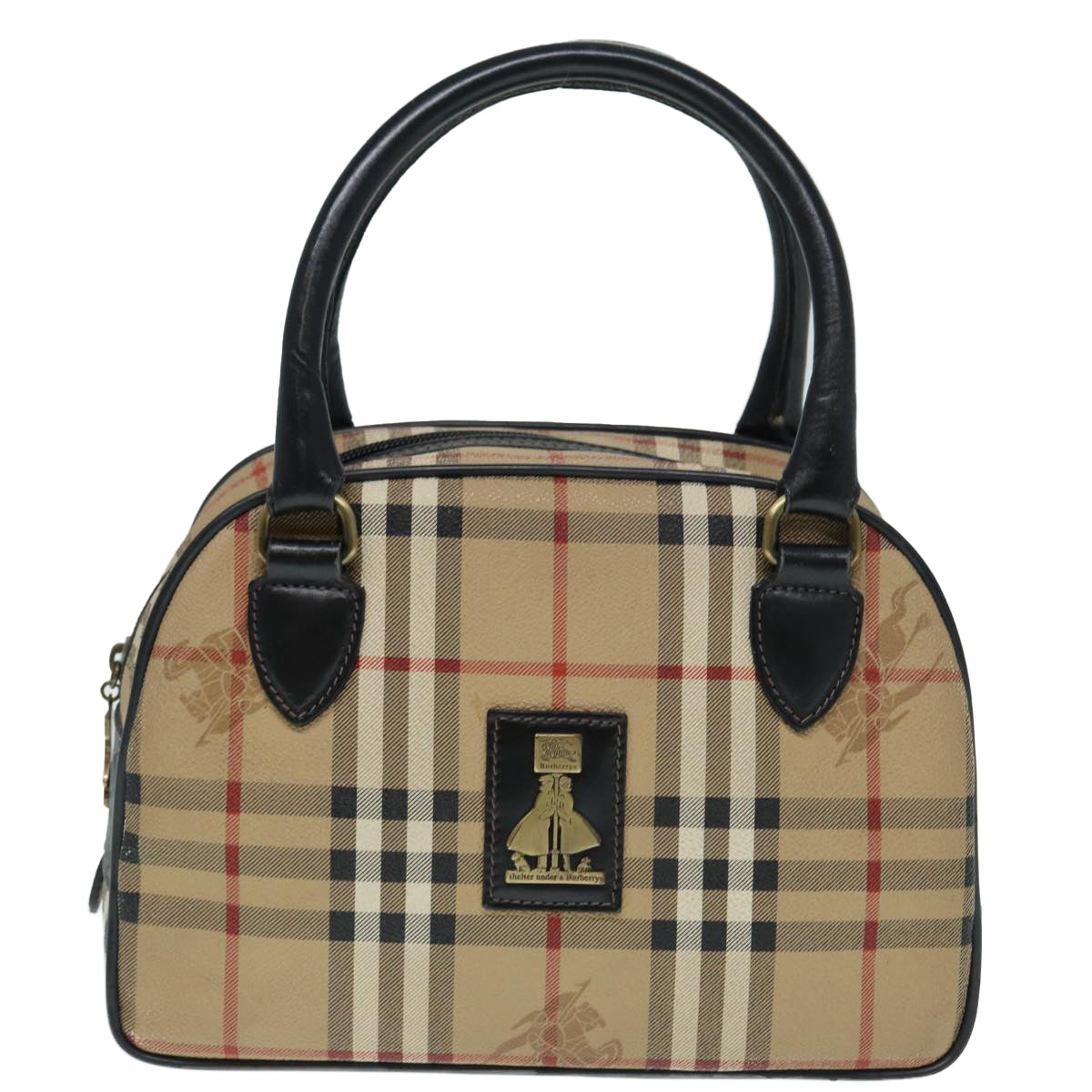 Burberrys Nova Check Hand Bag PVC Beige Auth bs17698