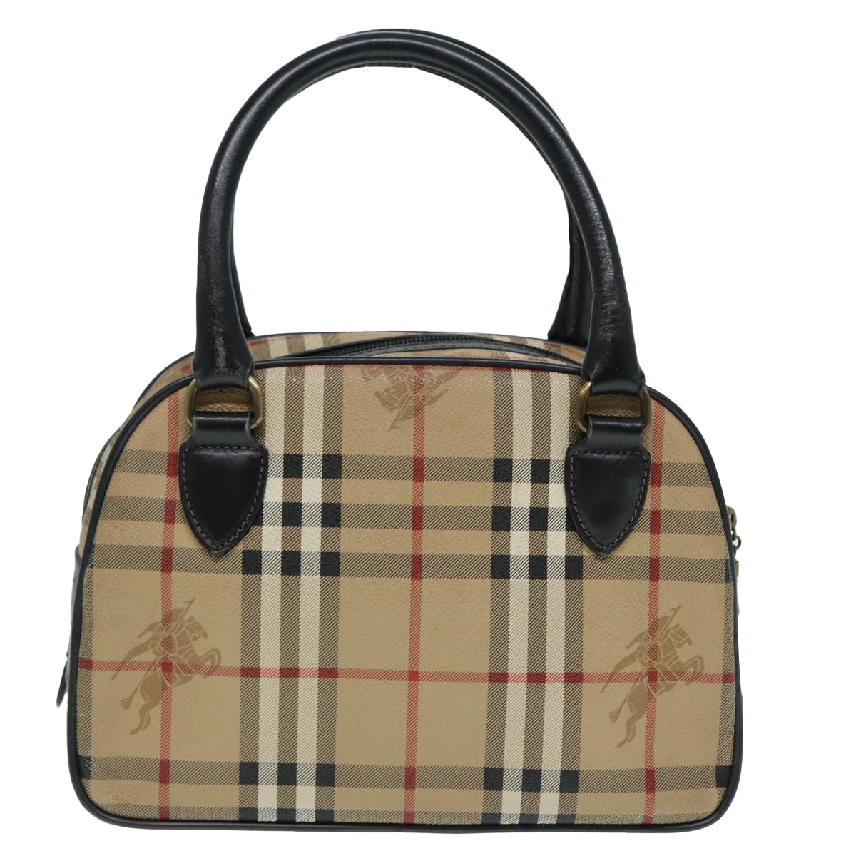 Burberrys Nova Check Hand Bag PVC Beige Auth bs17698