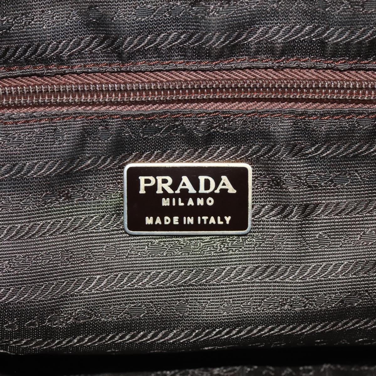 PRADA Hand Bag Nylon Brown Silver Auth bs17719