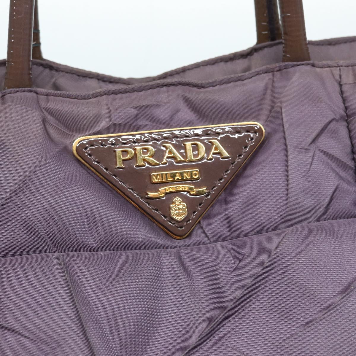 PRADA Hand Bag Nylon 2way Purple Gold Auth bs17721