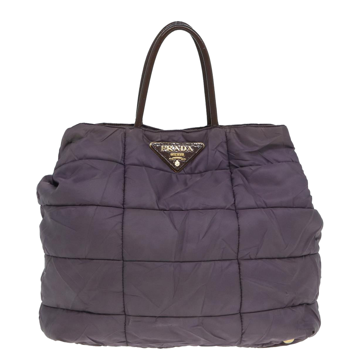 PRADA Hand Bag Nylon 2way Purple Gold Auth bs17721