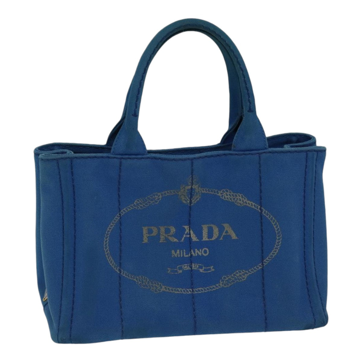 PRADA Canapa PM Hand Bag Canvas Blue Auth bs17794