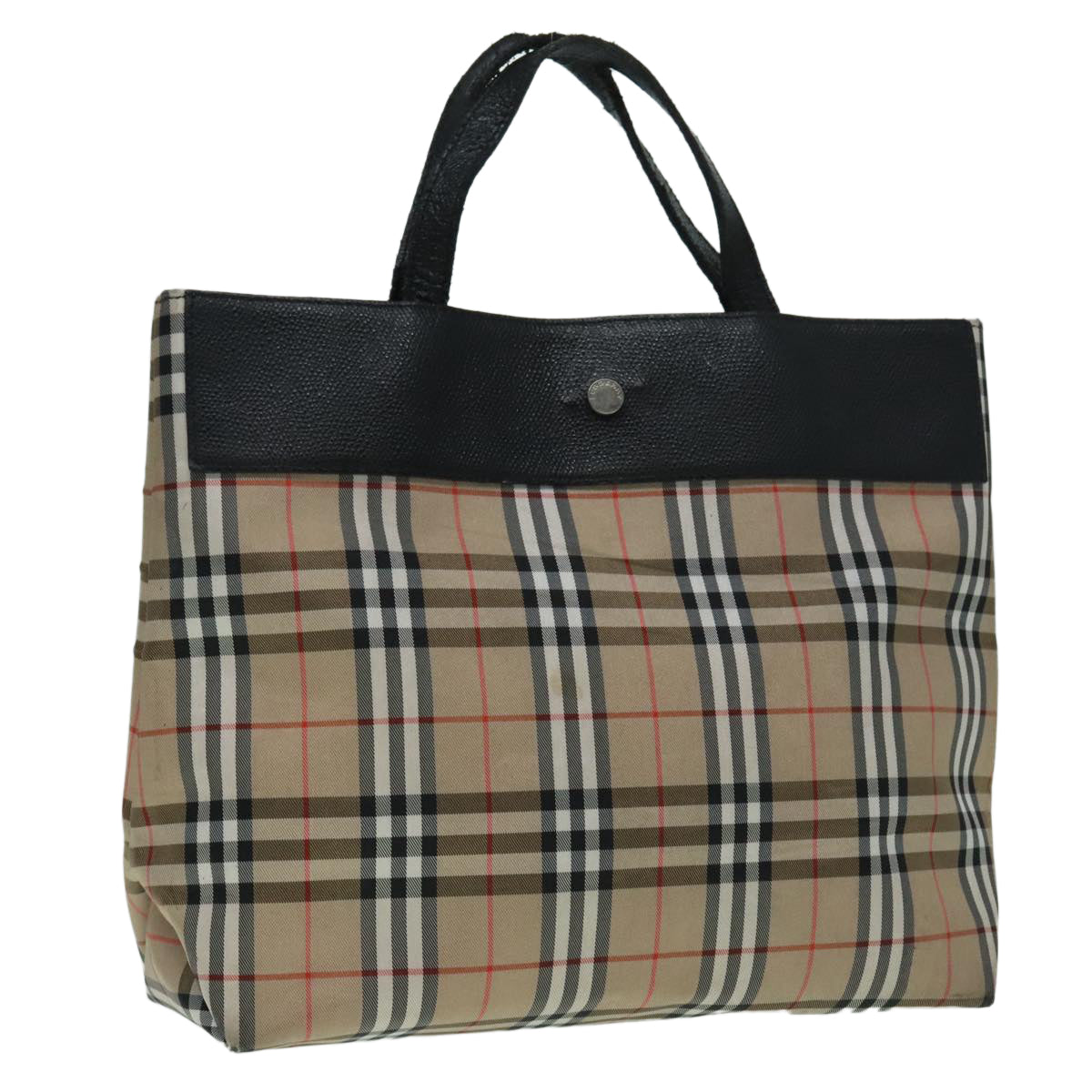 BURBERRY Nova Check Hand Bag Canvas Beige Auth bs17821