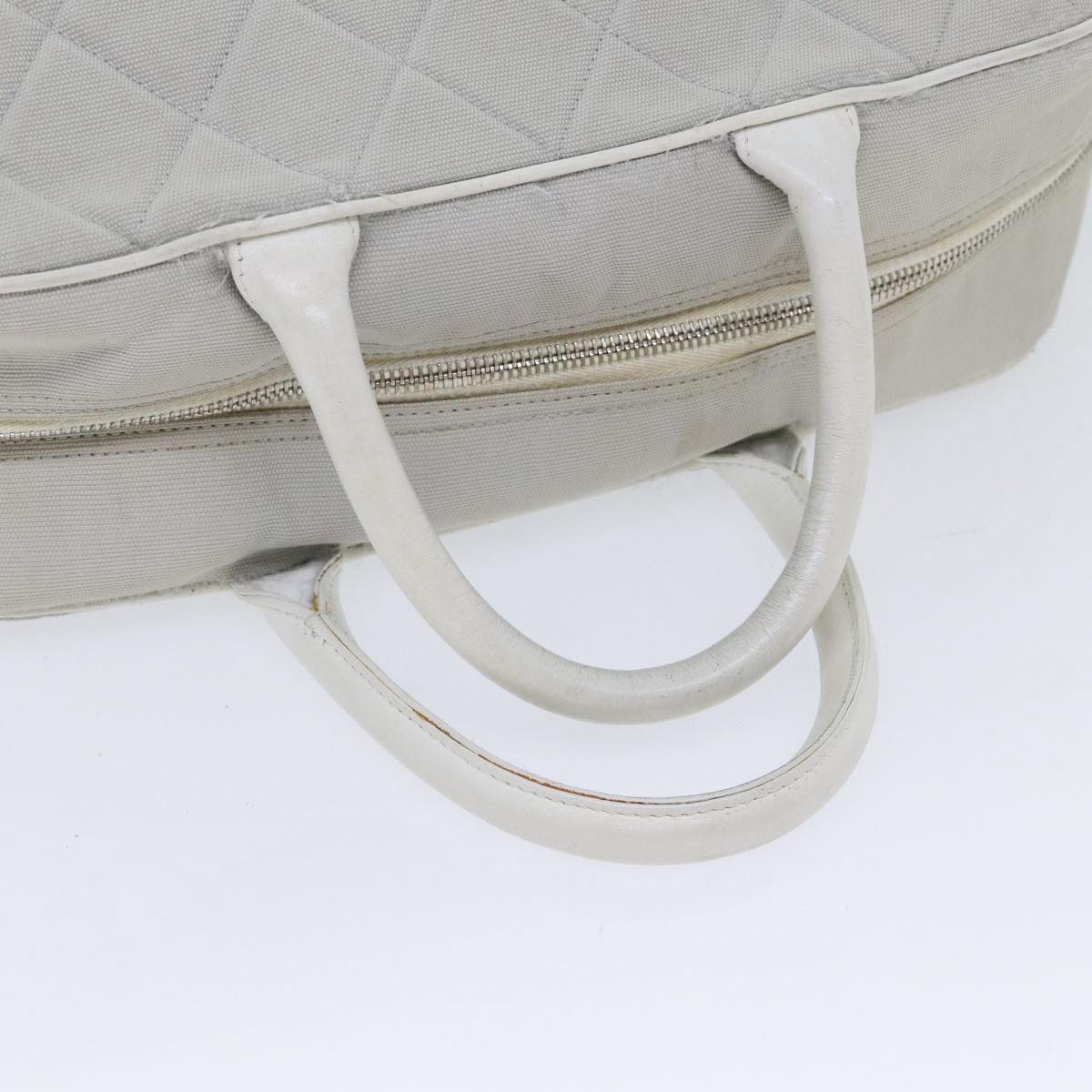 CHANEL Hand Bag Canvas Gray Silver CC Auth bs17832