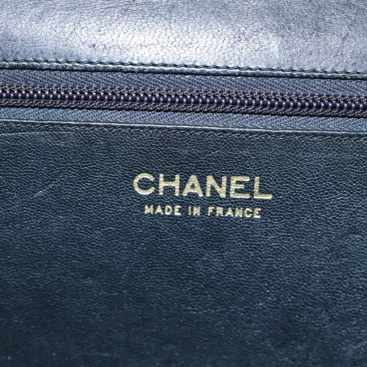 CHANEL Chain Hand Bag Cotton Black Gold CC Auth bs17835