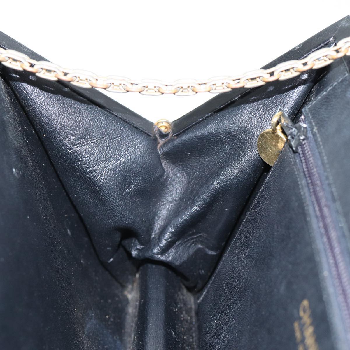 CHANEL Chain Hand Bag Cotton Black Gold CC Auth bs17835