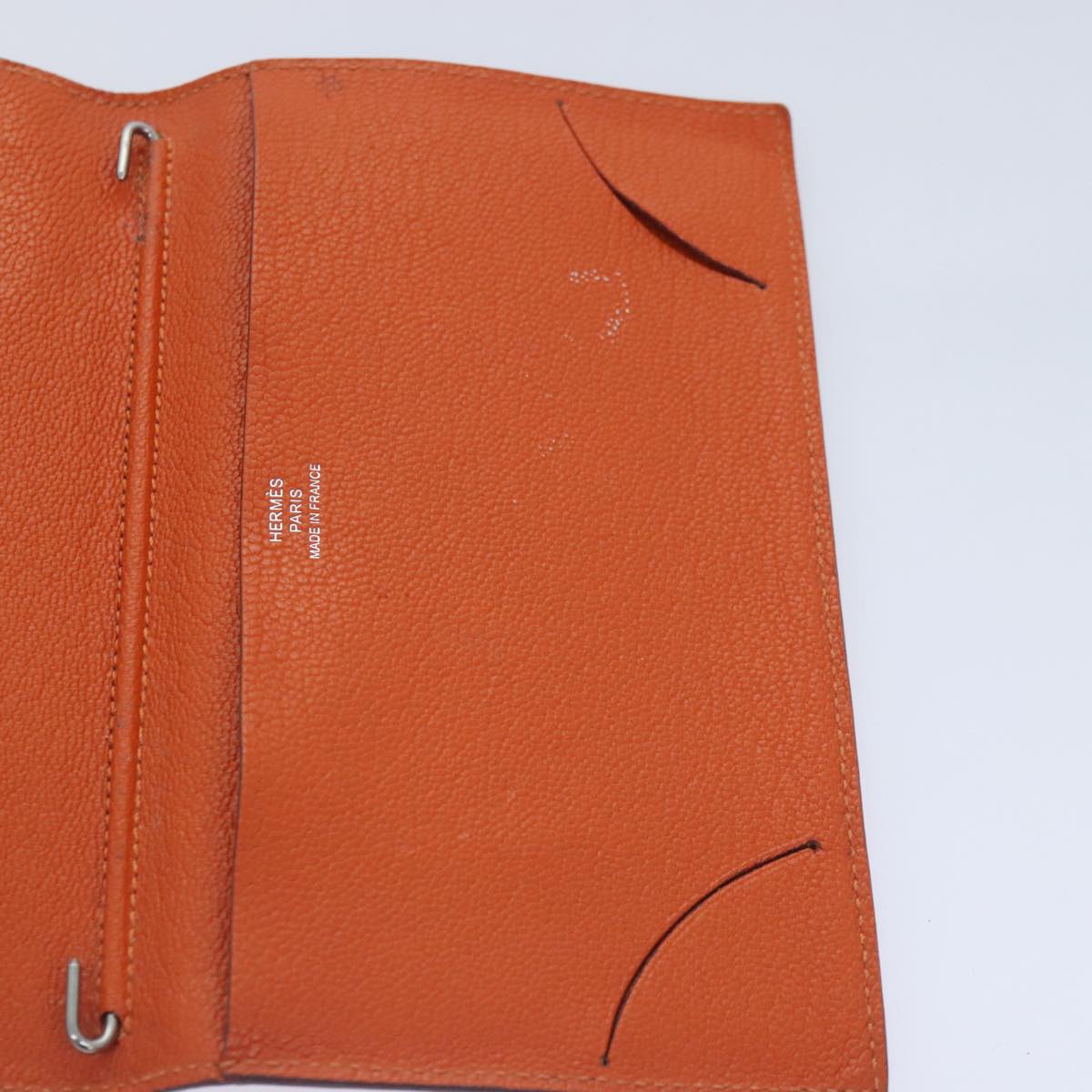 HERMES Agenda Vision Day Planner Cover Leather Orange Silver Auth bs17846