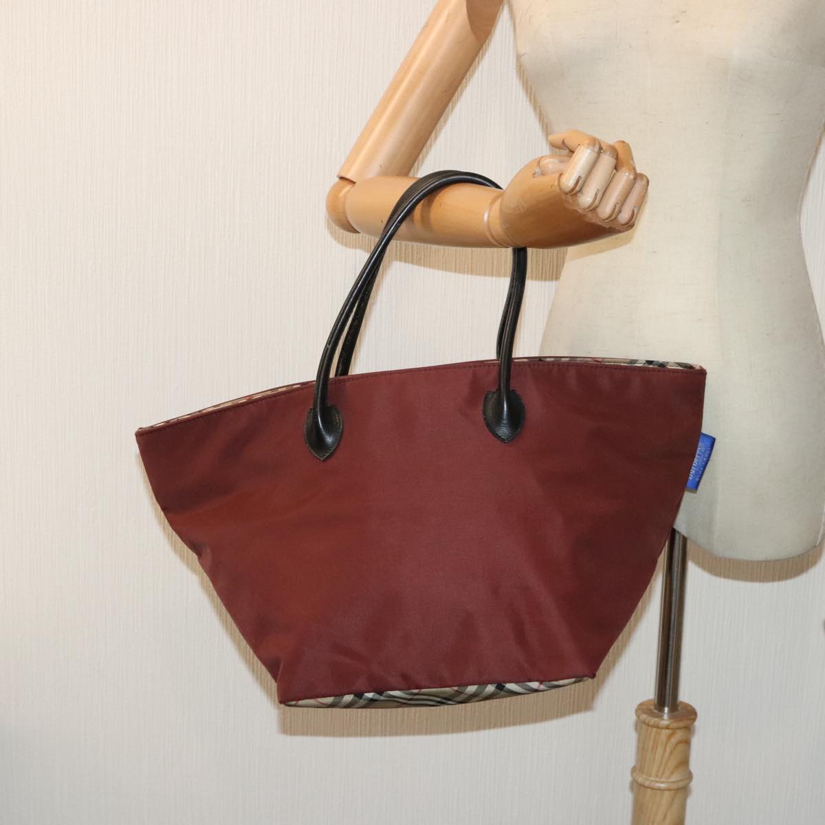 Burberrys Nova Check Blue Label Tote Bag Canvas Brown Auth bs17858