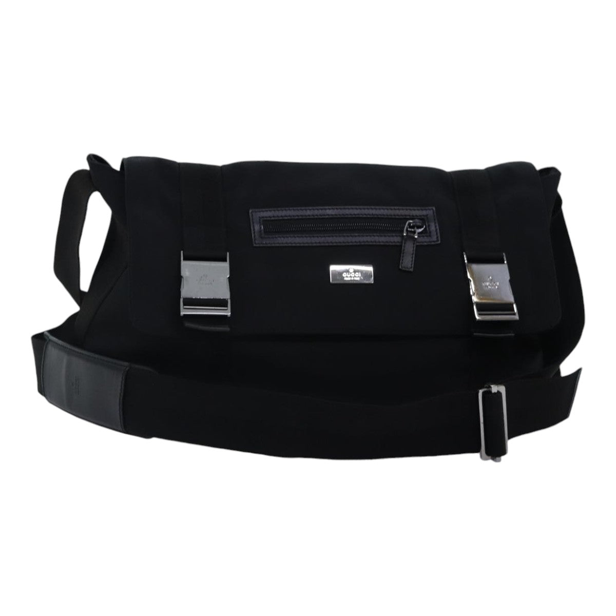 GUCCI Shoulder Bag Nylon Black Silver 122374 Auth bs17862