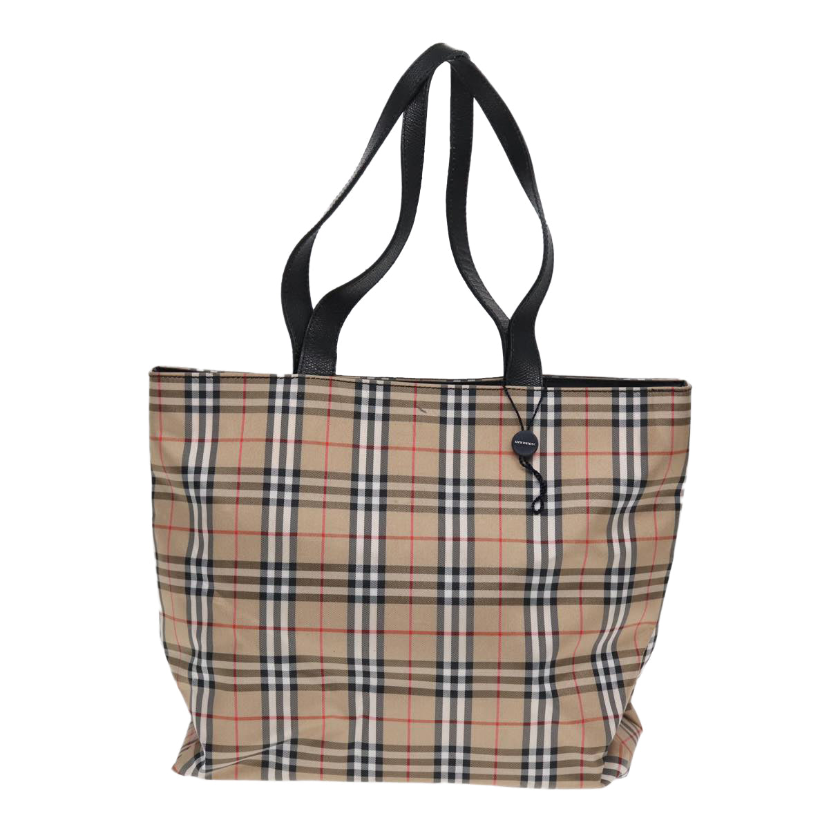 BURBERRY Nova Check Tote Bag Nylon Beige Silver Auth bs17866