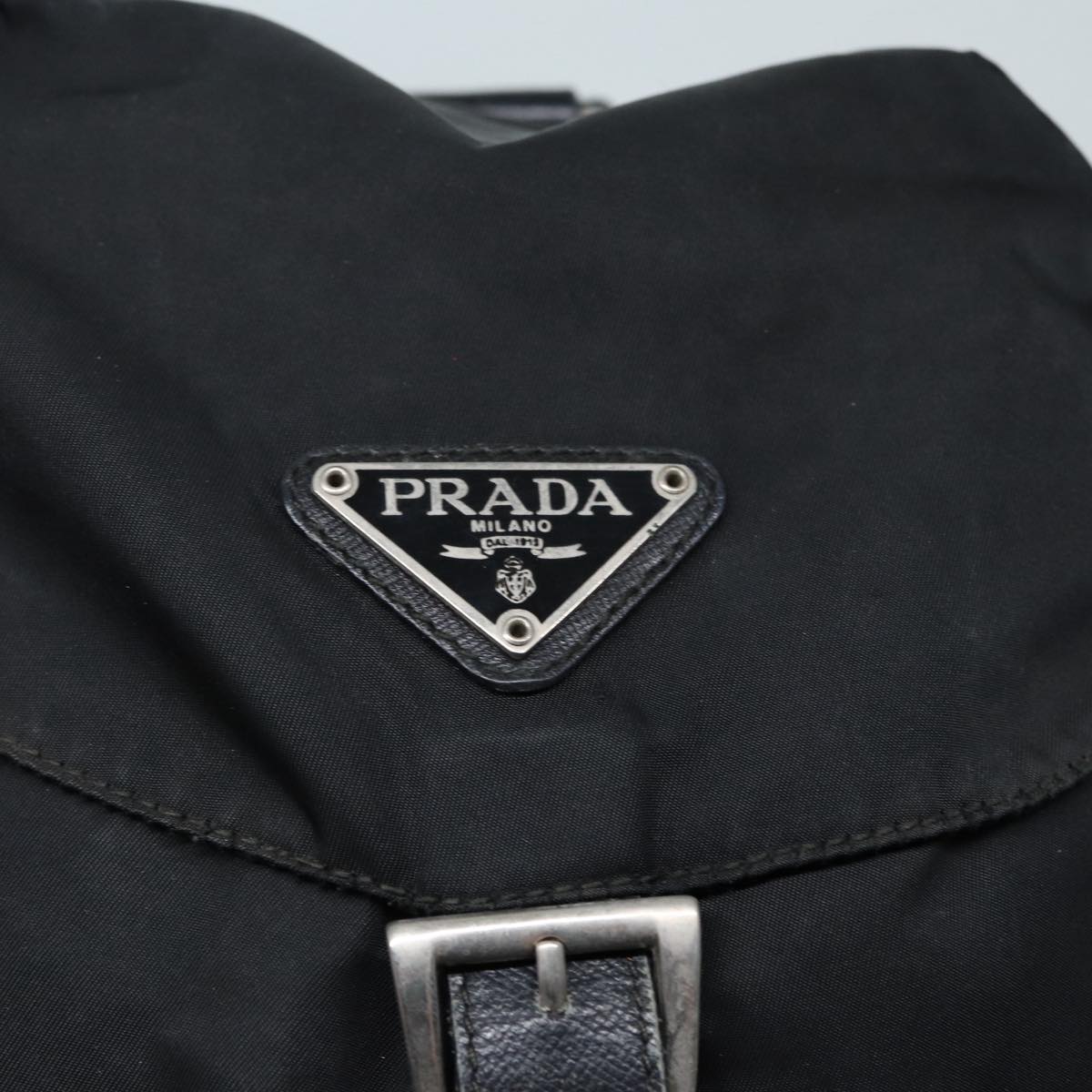 PRADA Backpack Nylon Black Silver Auth bs17868