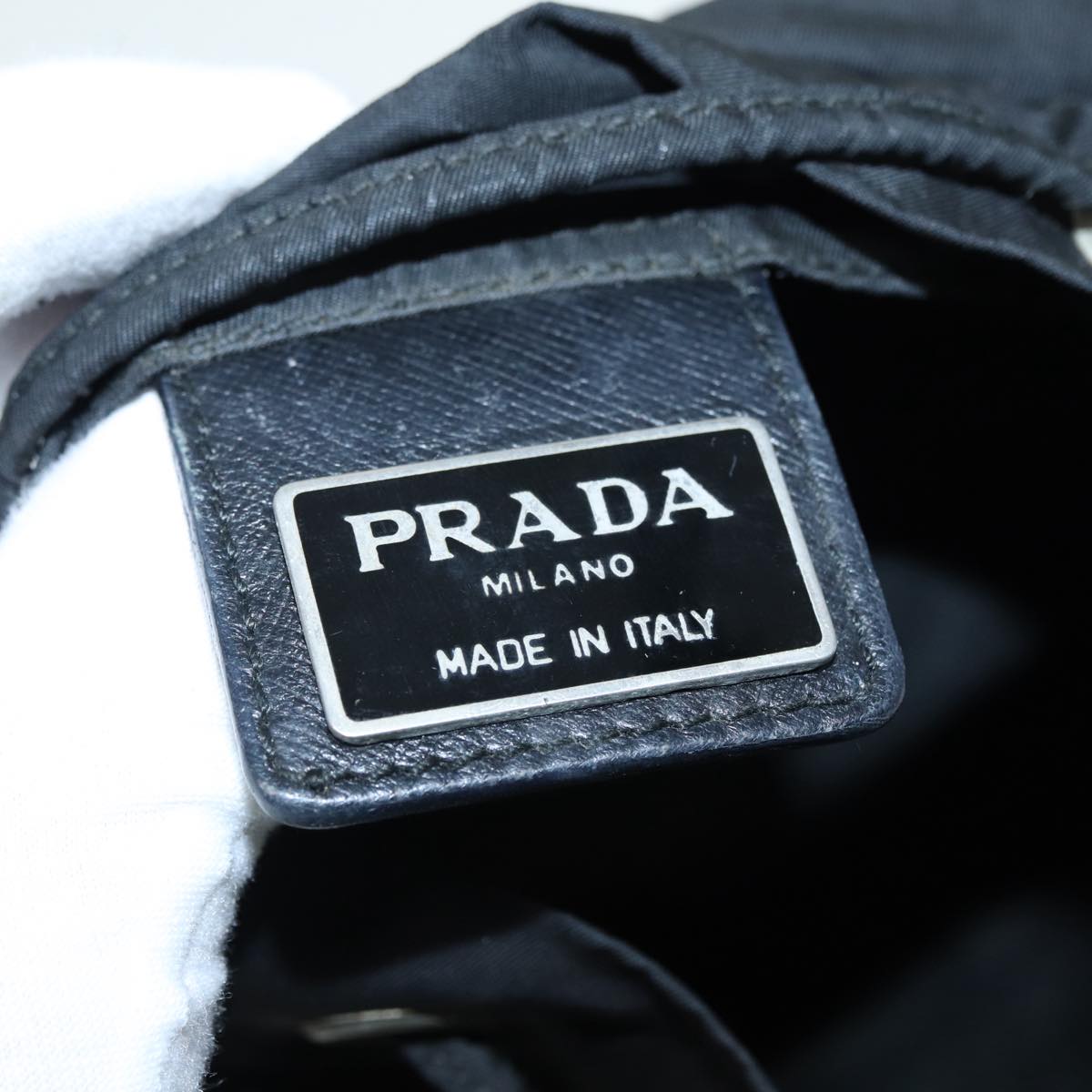 PRADA Backpack Nylon Black Silver Auth bs17868