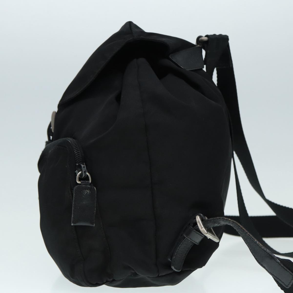 PRADA Backpack Nylon Black Silver Auth bs17868