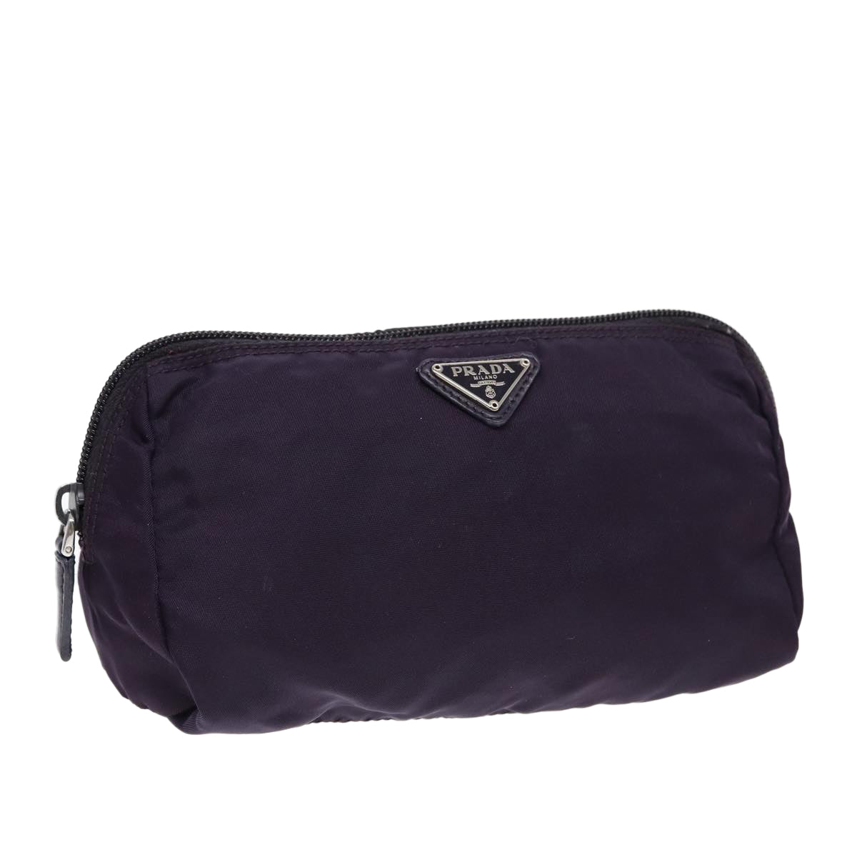 PRADA Pouch Nylon Purple Silver Auth bs17869