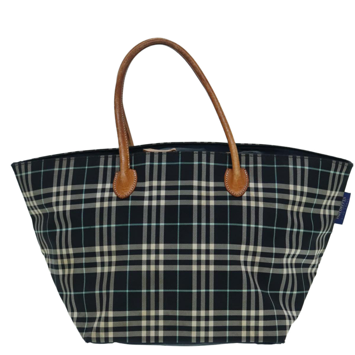 Burberrys Nova Check Blue Label Tote Bag Canvas Navy Auth bs17895