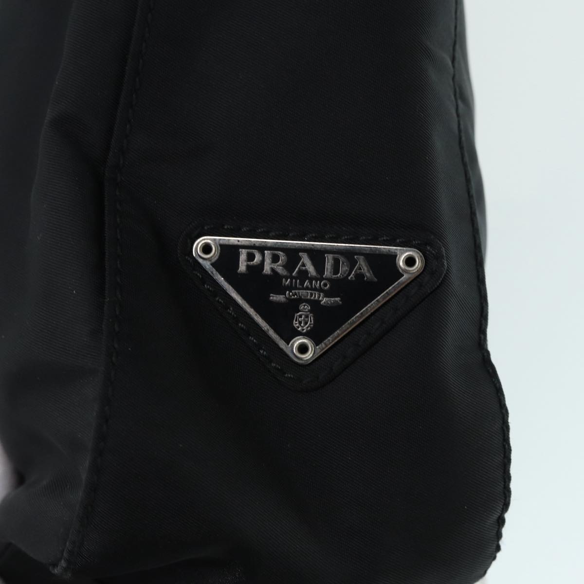 PRADA Hand Bag Nylon Black Silver Auth bs17912