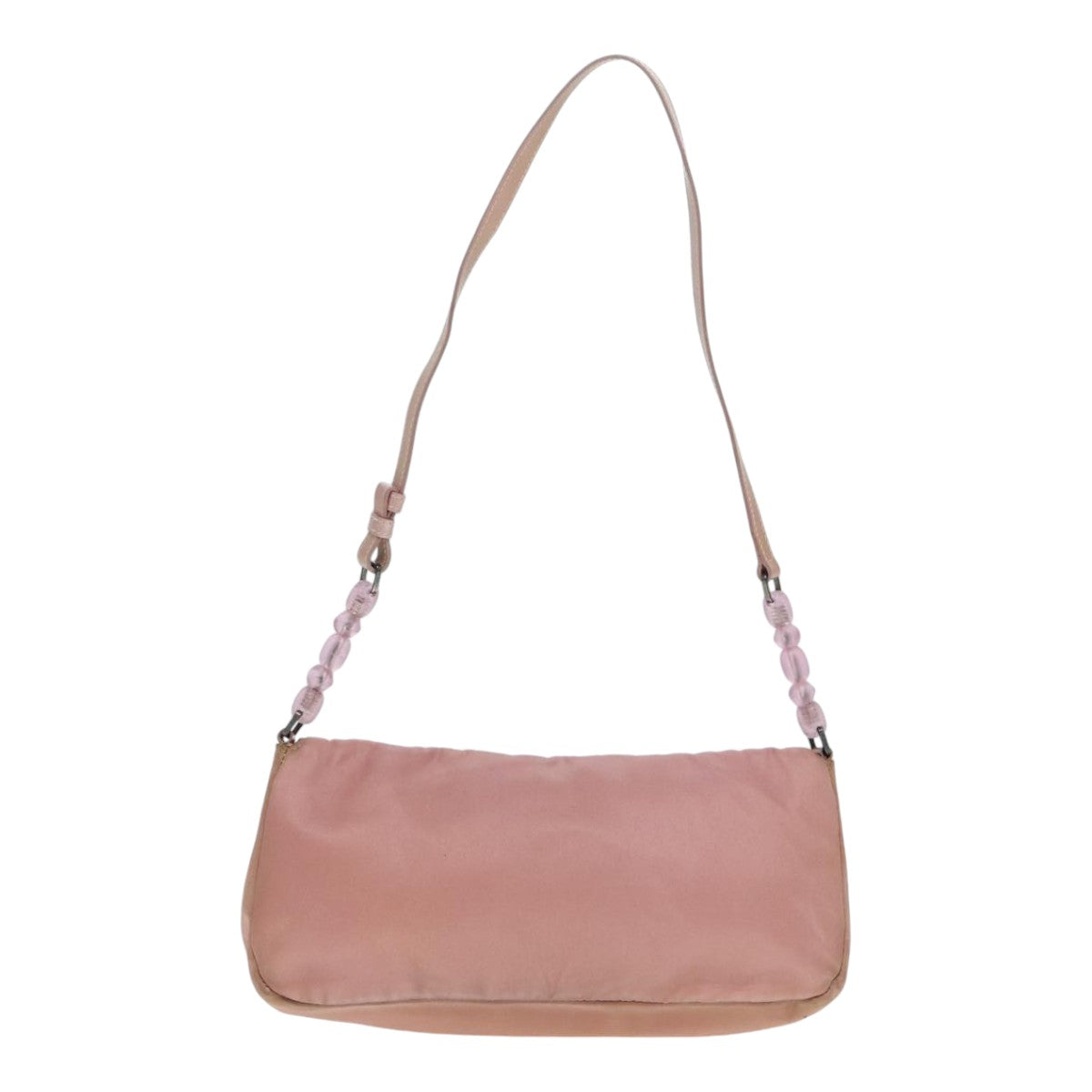 Christian Dior Maris Pearl Shoulder Bag Nylon Pink Silver Auth bs17922